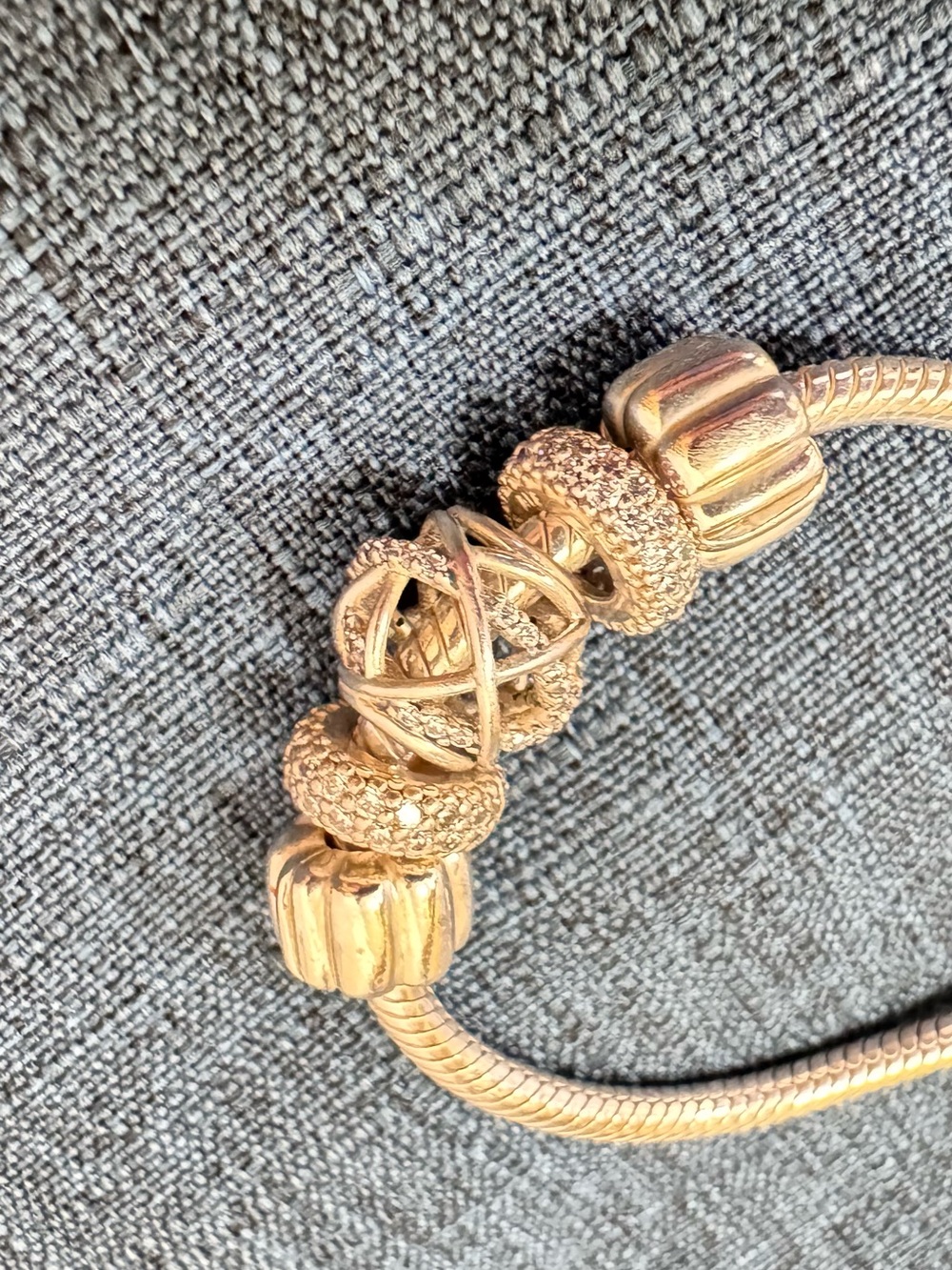 Pandora bolo style bracelet with 5 charms